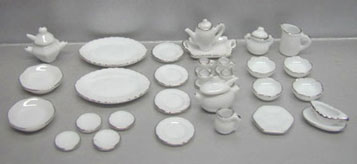 40 Pc White/Silver Trim Dinner Set