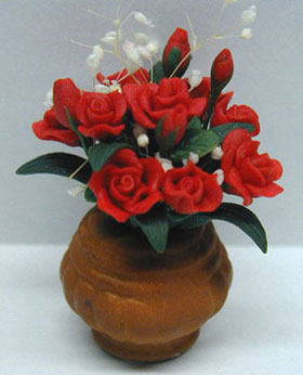 Red Roses In Large Pot