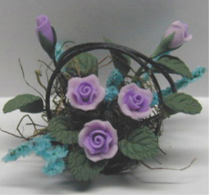 Lav. Roses/Wire Basket 1 1/4