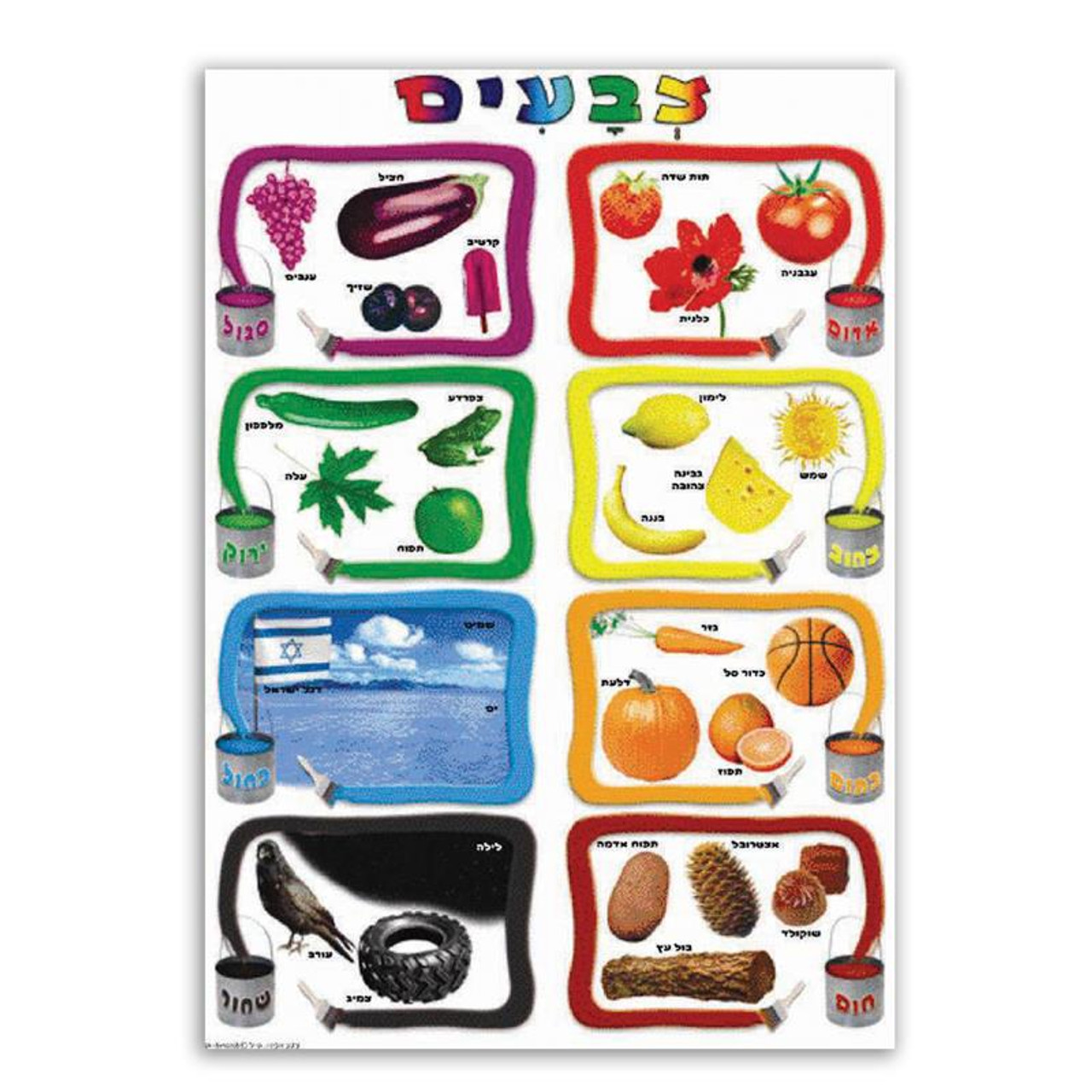 Colors in Hebrew Chart - Large Jewish Classroom Poster