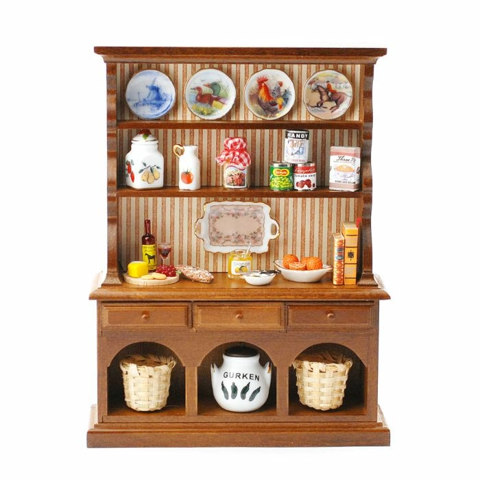 Kitchen Hutch Including Country Style Dishes