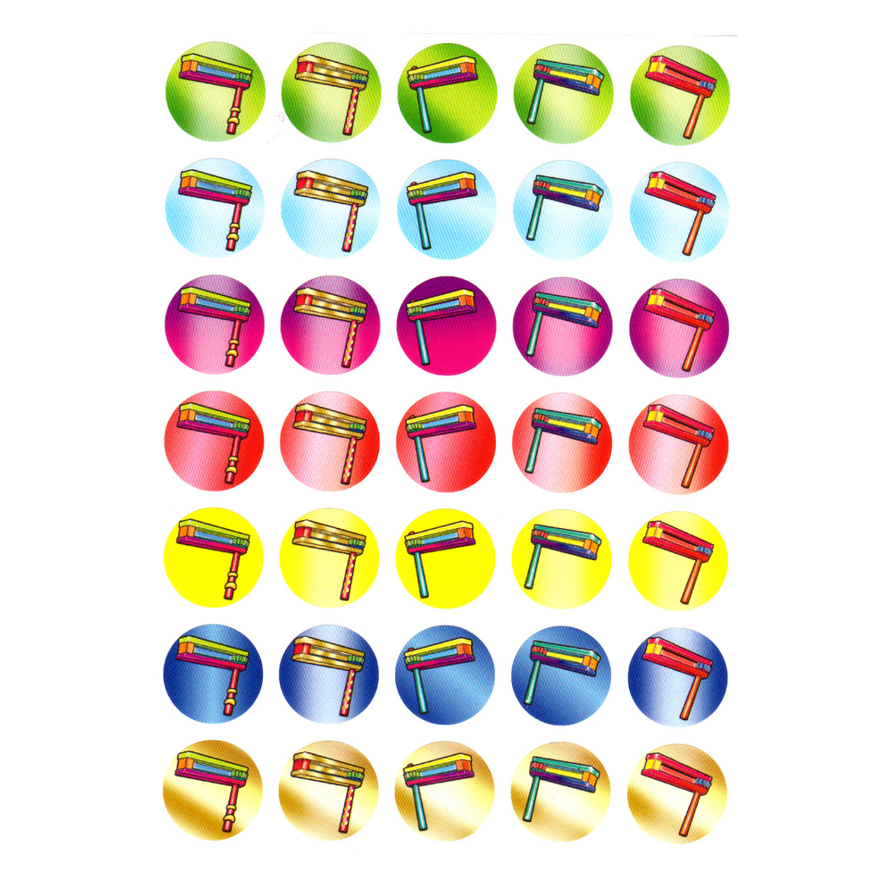 Purim Colorful Graggers Stickers