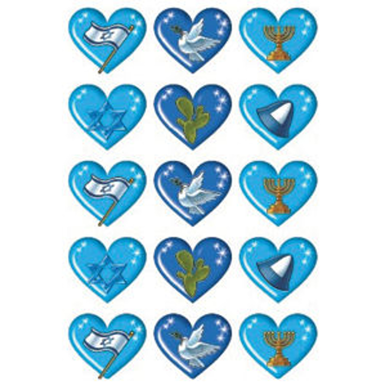 Israel Symbols in Hearts Stickers