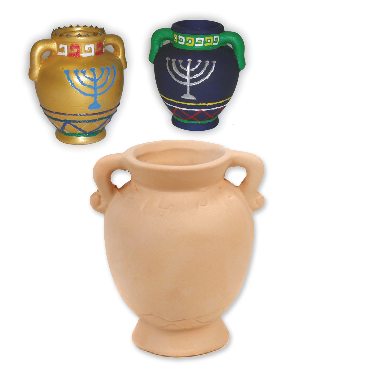 Large Ceramic Terracotta Oil Jars (4") - 20 in Pack - Hanukkah Craft for Decoration
