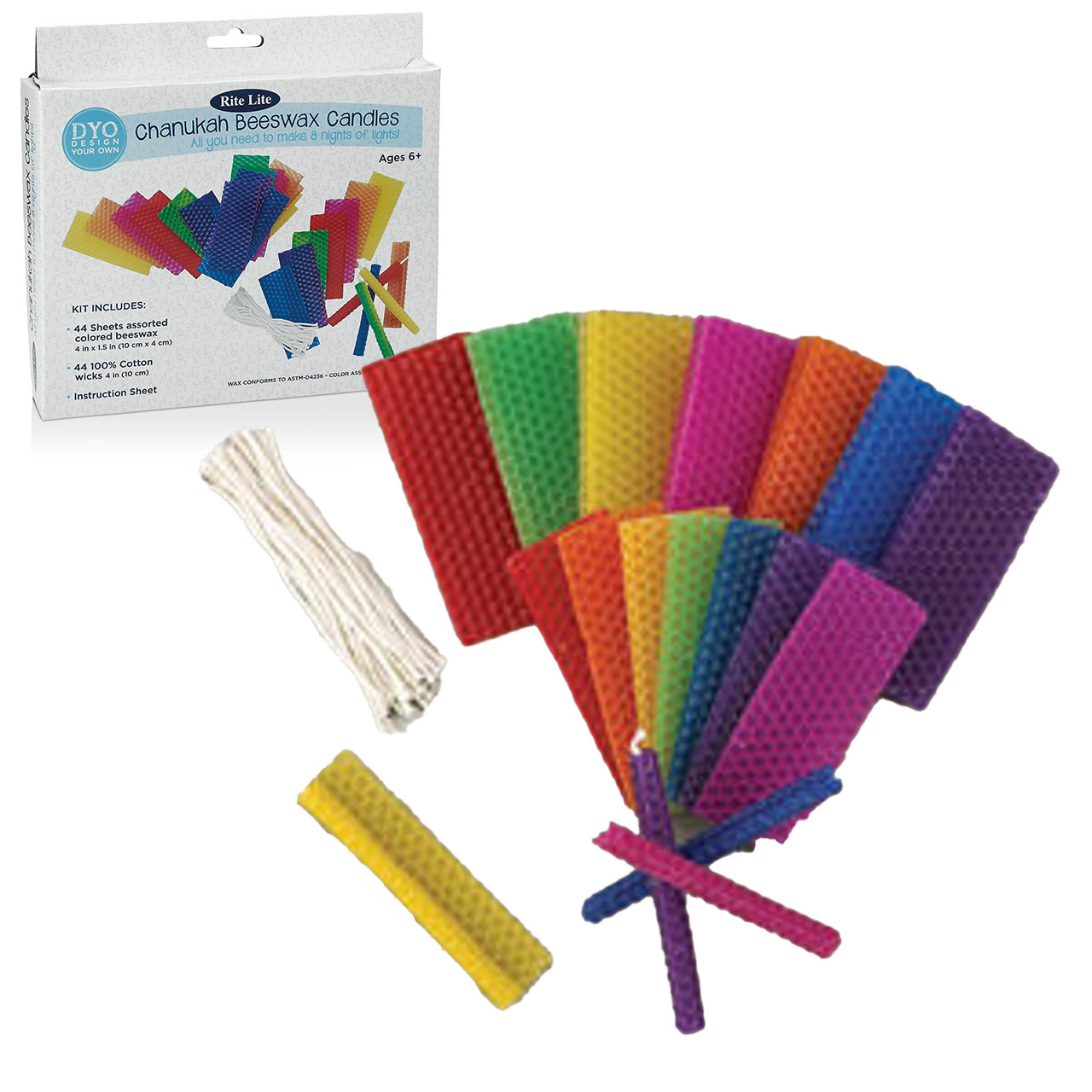 Hanukkah (Chanukah) Bees Wax Candle Kit for 44 Candles