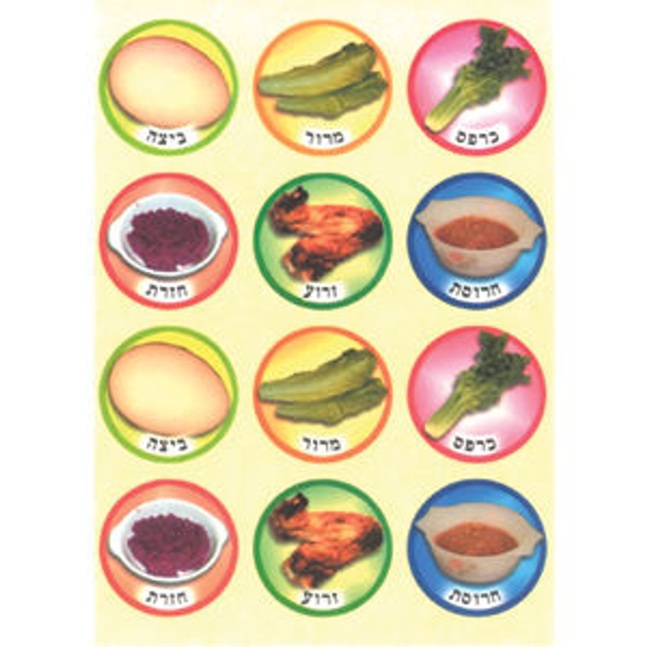 Passover Seder Plate Stickers 1.2" (36 sets of 6)