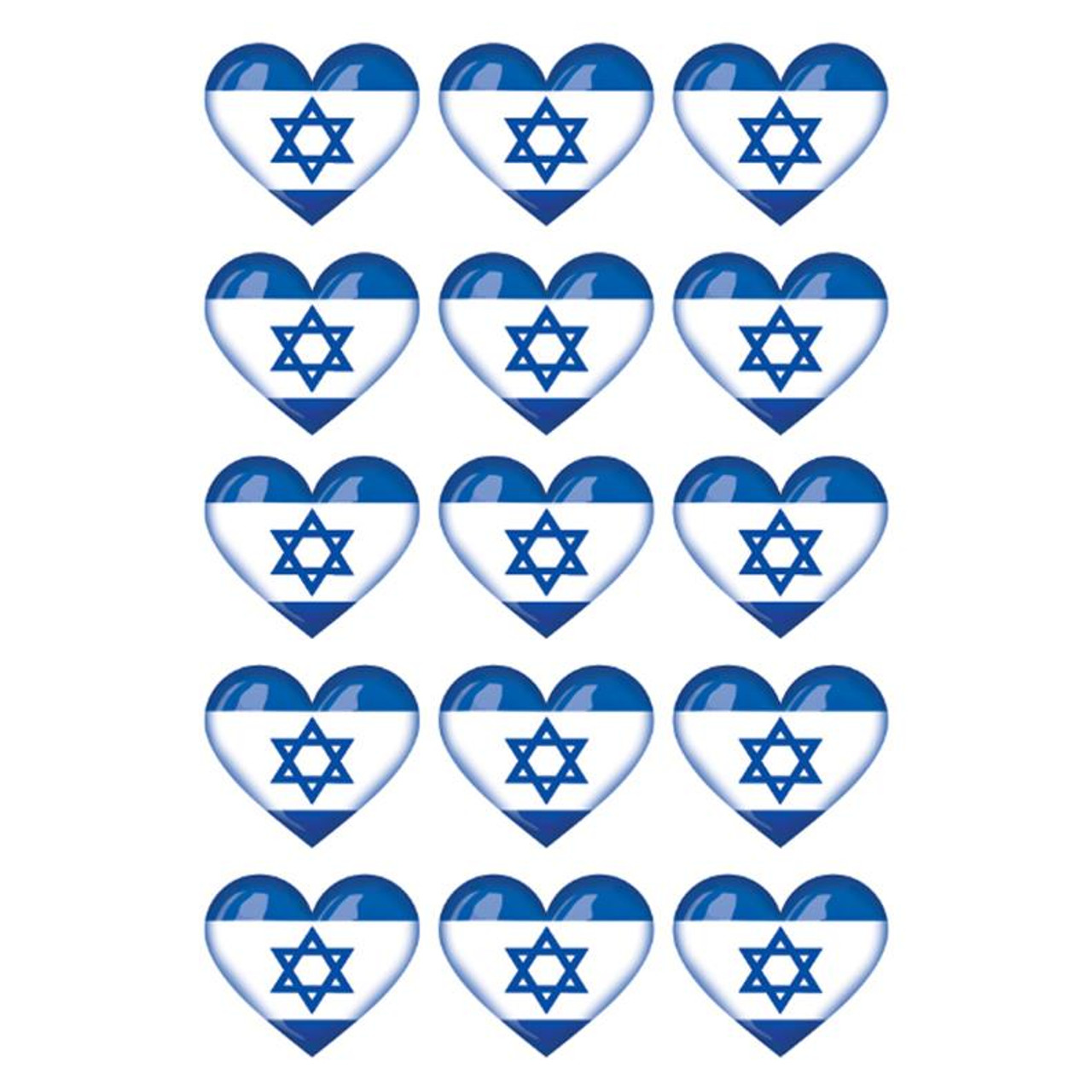Israeli Flag Heart Shaped Stickers