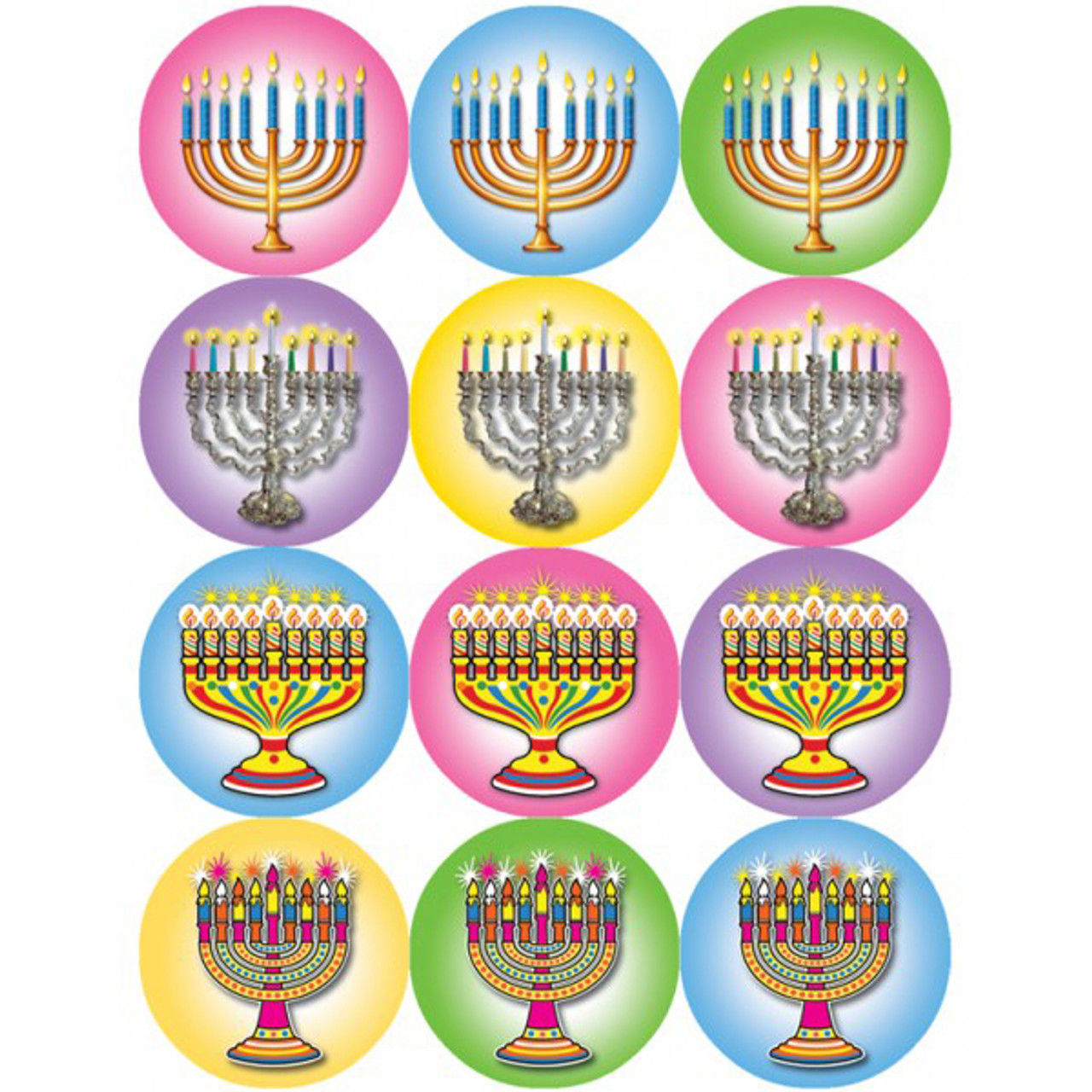 Chanukah Menorah Colorful Stickers