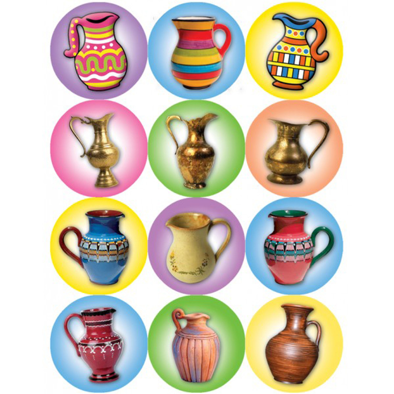 Chanukah Colorful Oil Pitchers Stickers