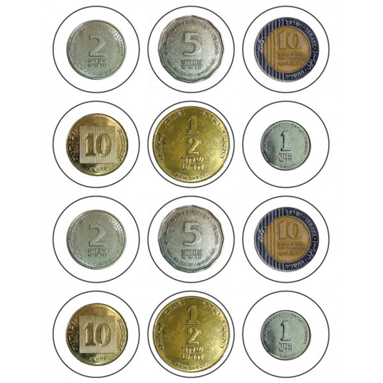 Israeli Shekel (NIS) (ש"ח) Coins Stickers