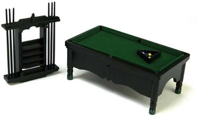 Black Pool Table and Cue Set