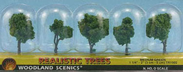 1 1/4" Deciduous Med/Green 5 Pcs