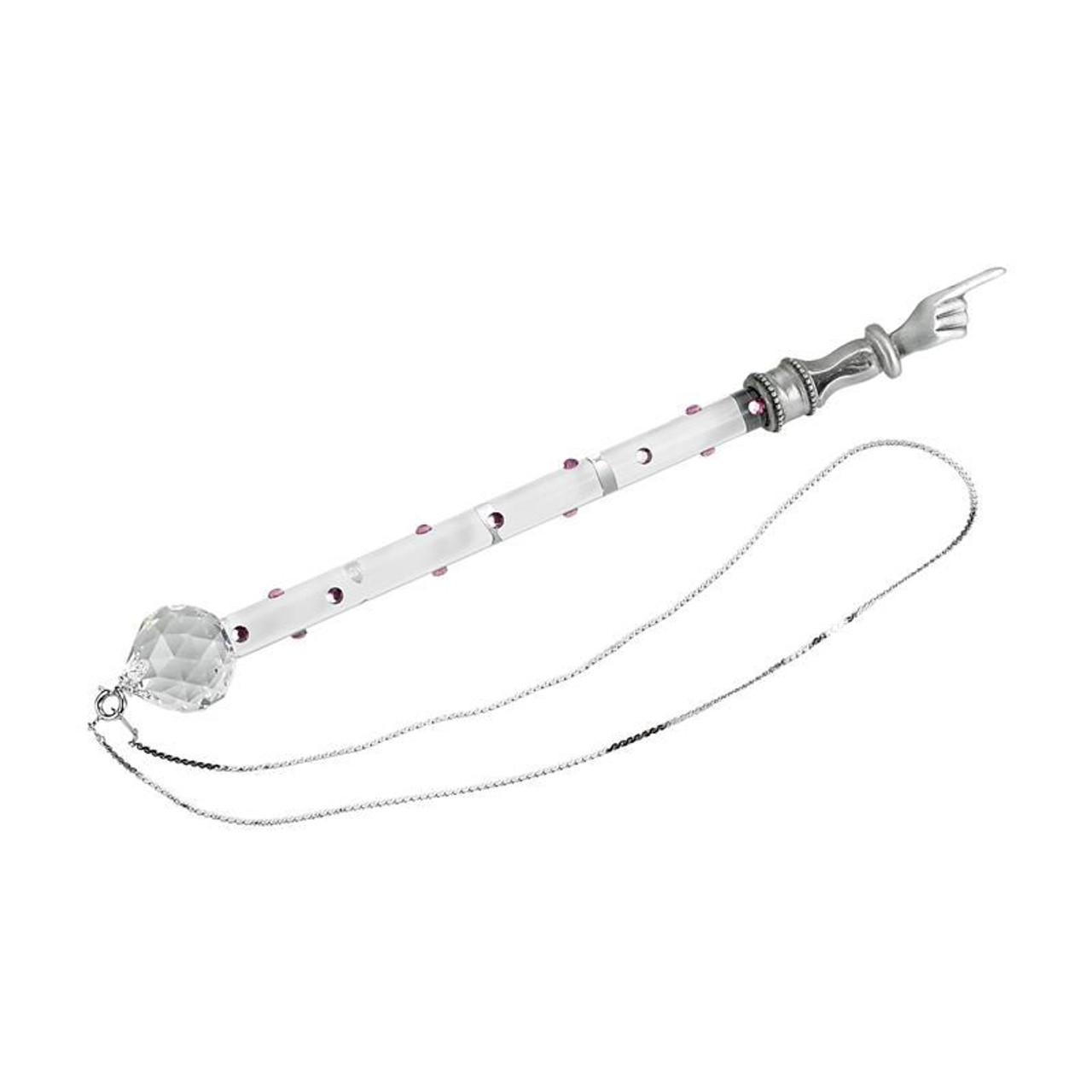 Pewter and Pink Crystal Yad with Stones - 7.25"