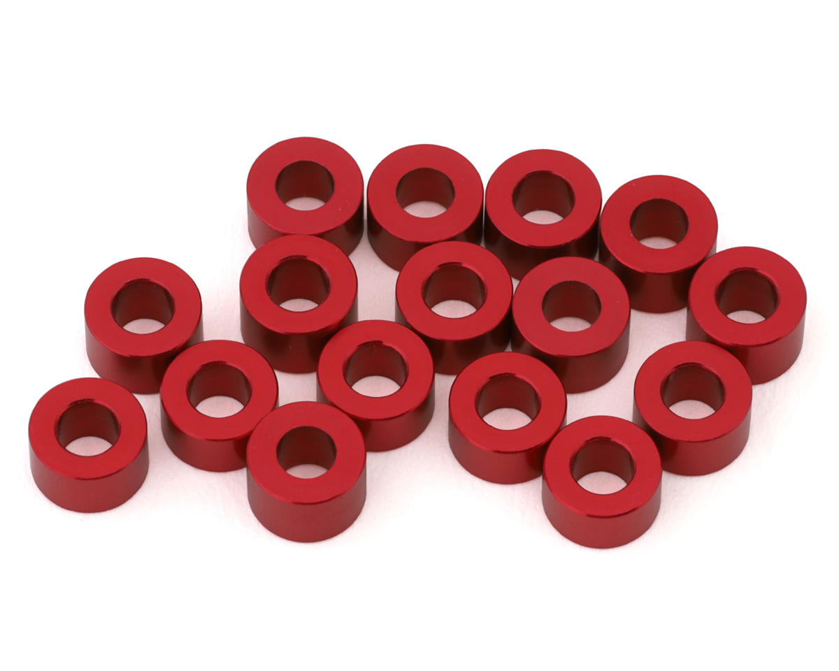 Team Brood 3x6mm 6061 Aluminum Ball Stud Washers Extra Large Kit (Red) (16)