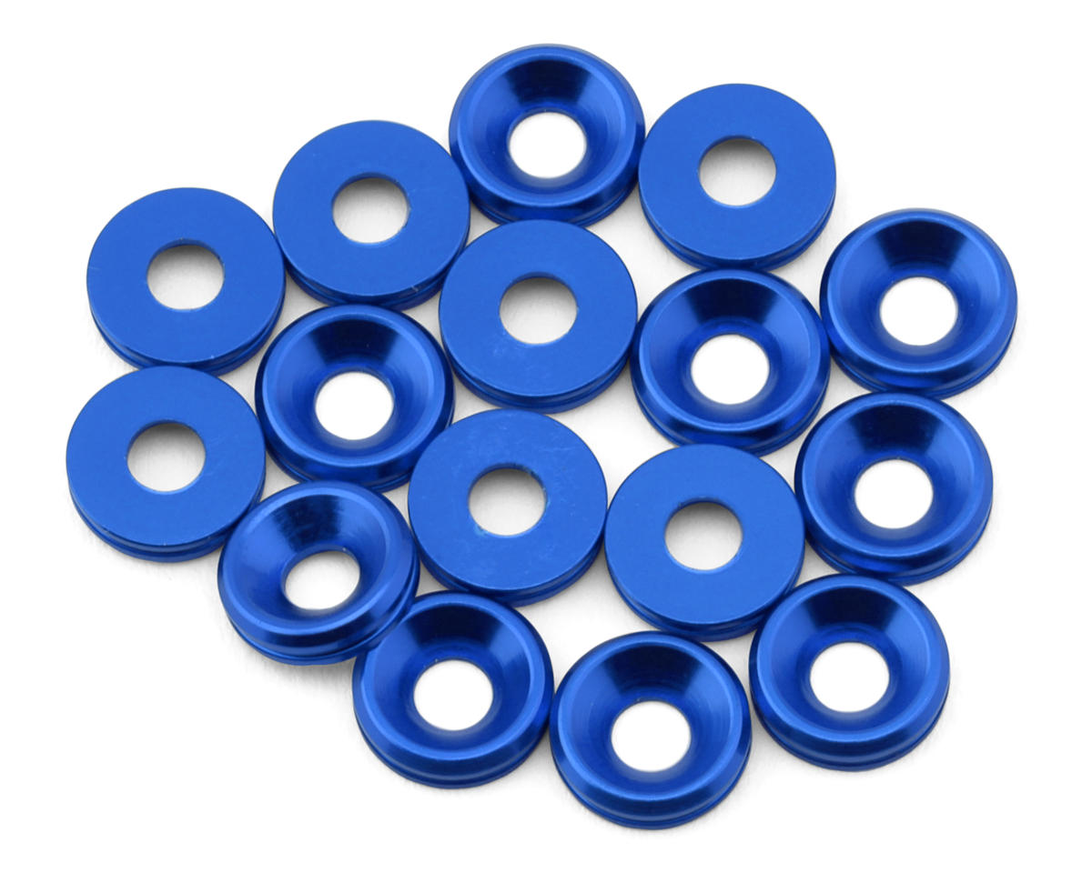 Team Brood 3mm 6061 Aluminum Countersunk Washer (Blue) (16)
