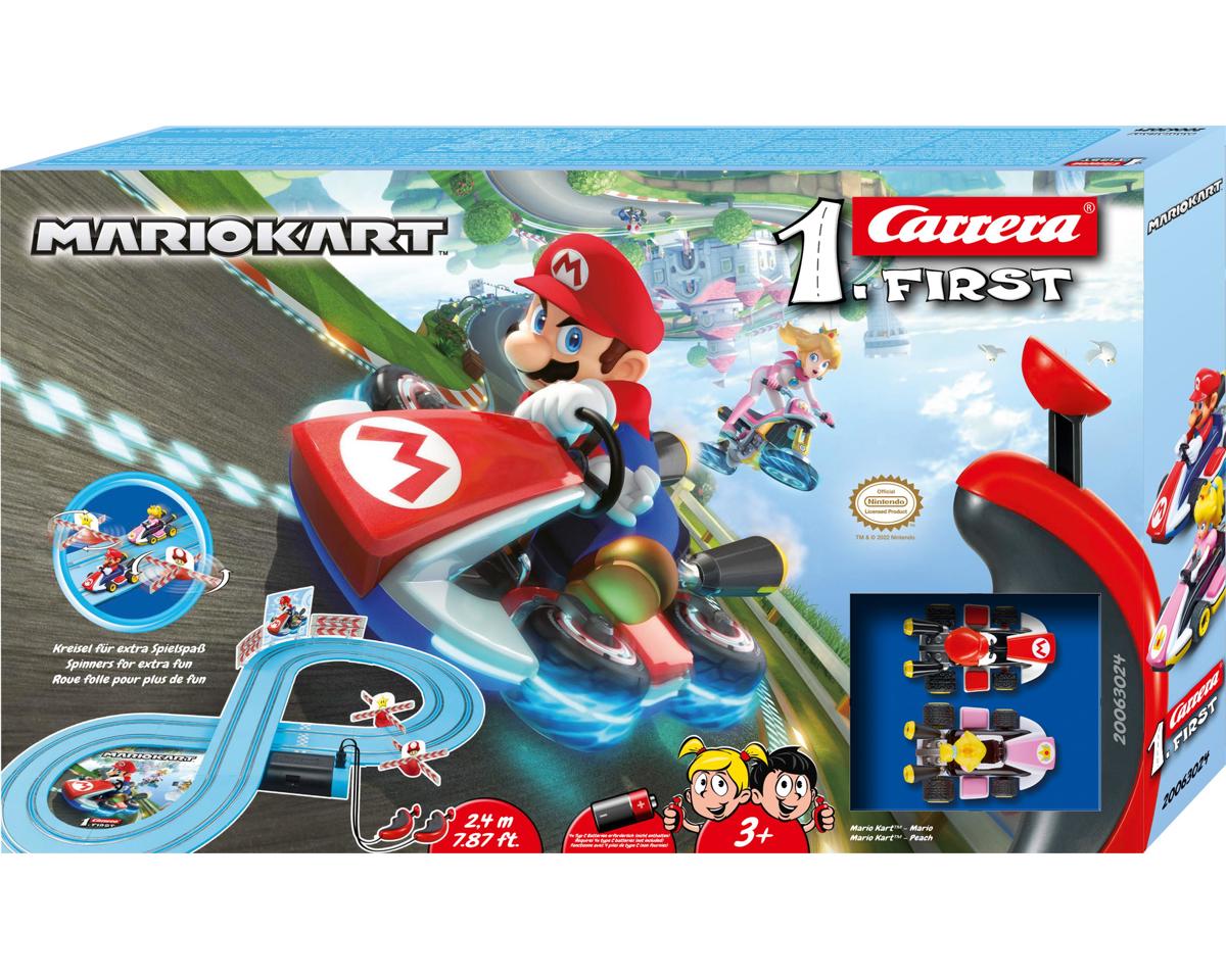 Carrera First Mario Kart Slot Car Racing Track Set (Mario vs Peach) w/Spinners