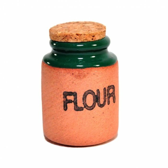Large Flour Jar with Green Glaze