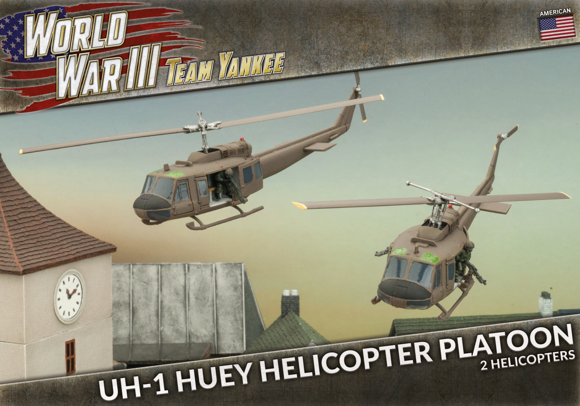 Flames of War: Team Yankee WW3: USA (TUBX07) - UH-1 Huey Helicopter Pl