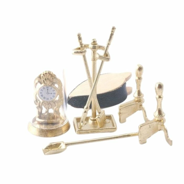 Fireplace Tools, Bellows and Clock