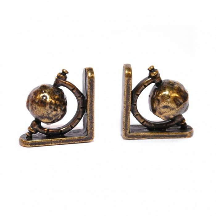 Antique Brass Globe Bookends