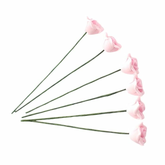 Single Pink Roses- Pack of 6