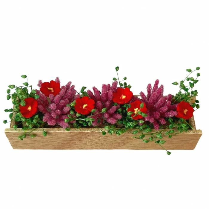 Window Box with Pink and Red Flowers