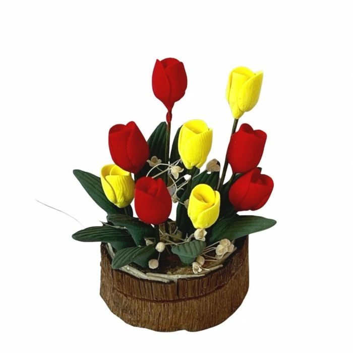 Tulips In A Half Moon Tub