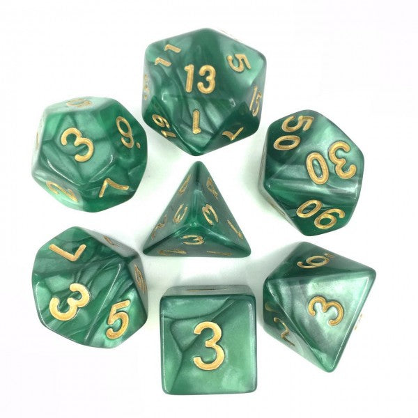 HDP-14: Pearl - Green (Golden Font) Poly Set (7)