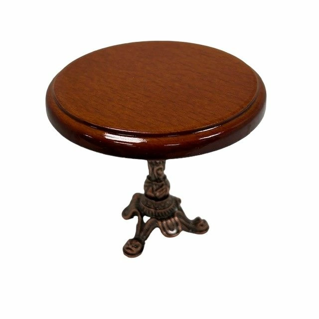 Round Wood Table with Metal Leg