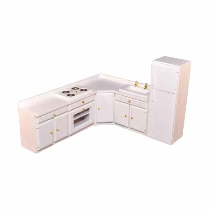 White Kitchen Set with Fridge Freezer