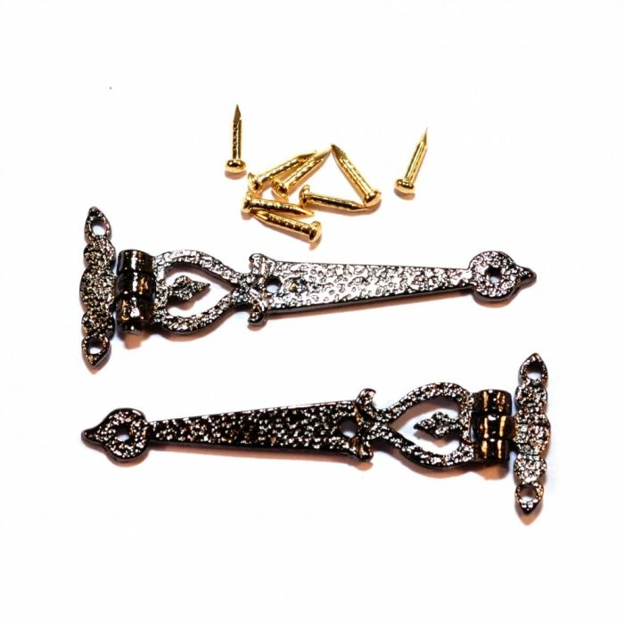 Black Antique Hinges and Pins, Pack of 2