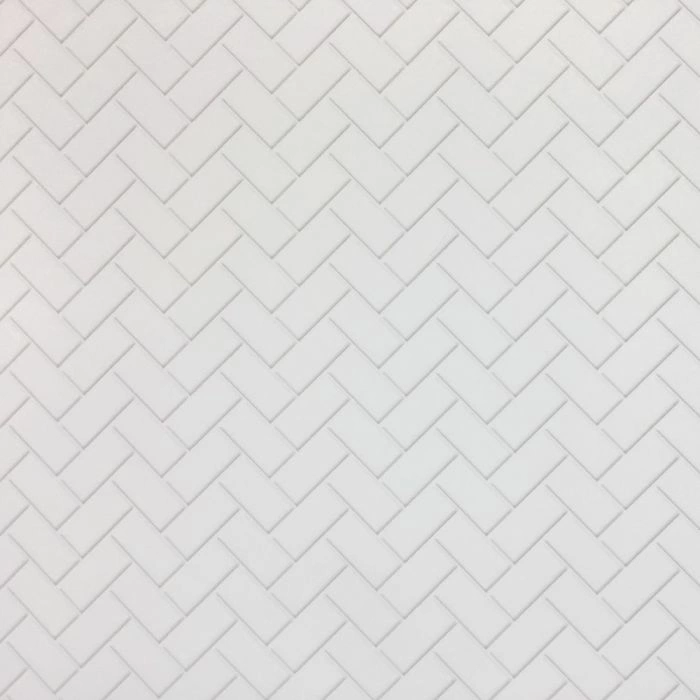 Embossed White Herringbone Metro Tiles