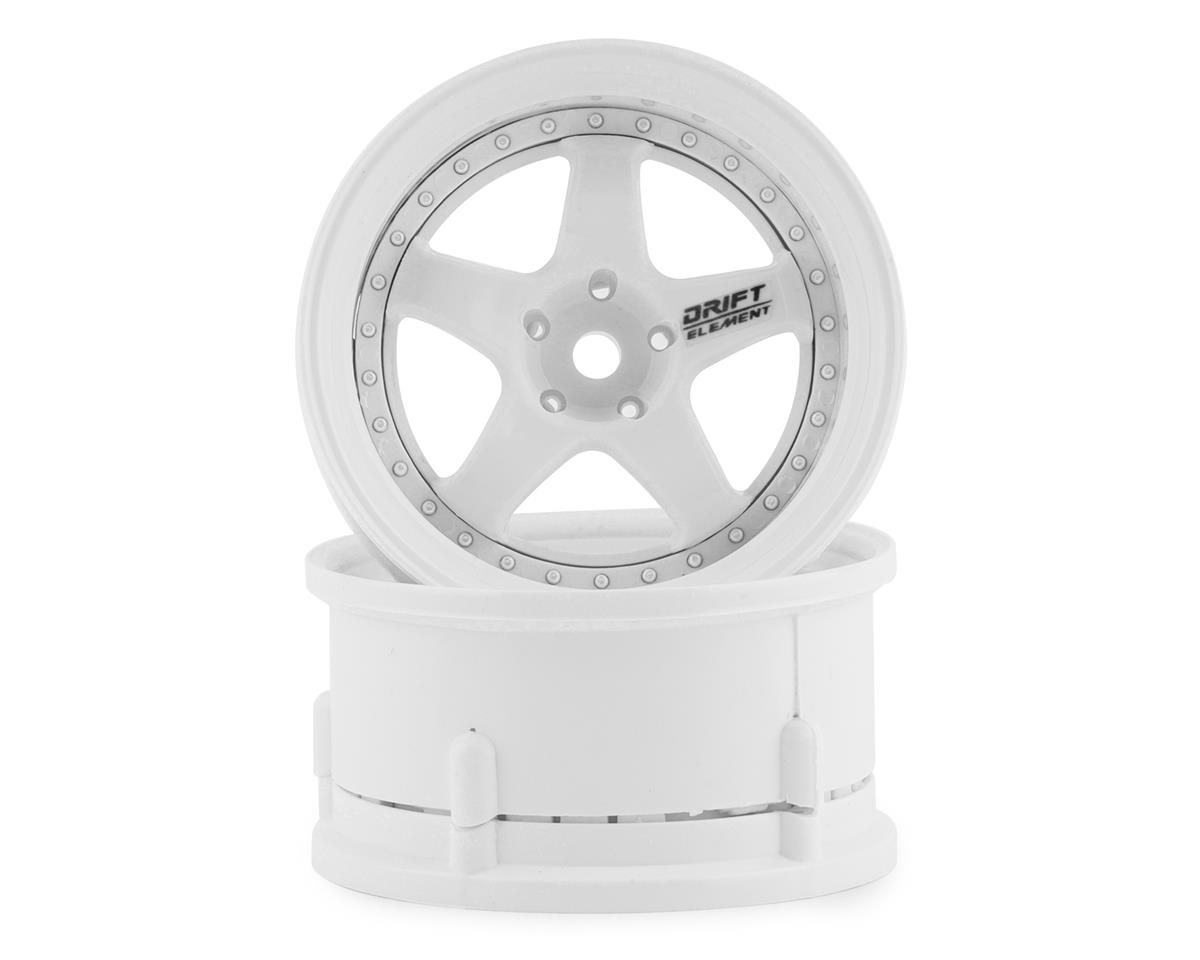 DS Racing Drift Element 5 Spoke Drift Wheels (Triple White) (2) (Adjustable Offset) w/12mm Hex