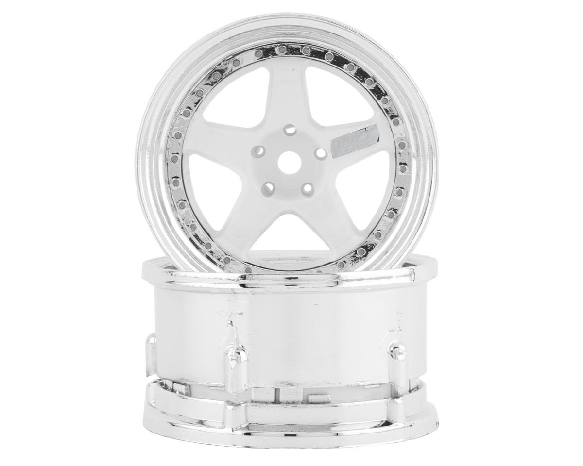 DS Racing Drift Element 5 Spoke Drift Wheels (White & Chrome) (2) (Adjustable Offset) w/12mm Hex