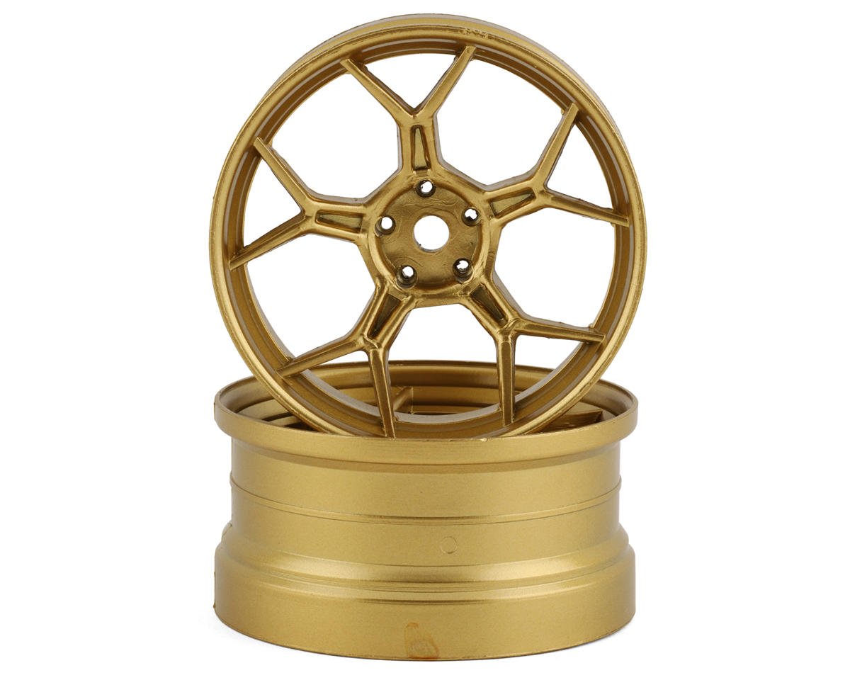 DS Racing Feathery Split Spoke Drift Wheels (Gold) (2) (6mm Offset) w/12mm Hex