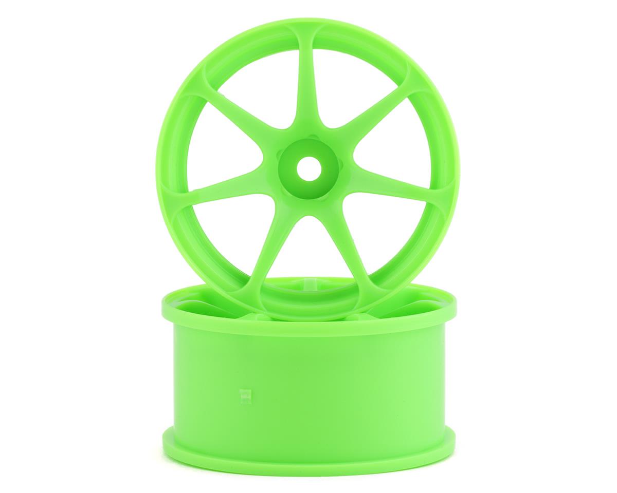 Mikuni AVS Model T7 7-Spoke Drift Wheels (Green) (2) (5mm Offset) w/12mm Hex