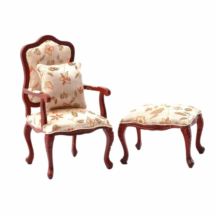 Finely Carved Armchair & Stool