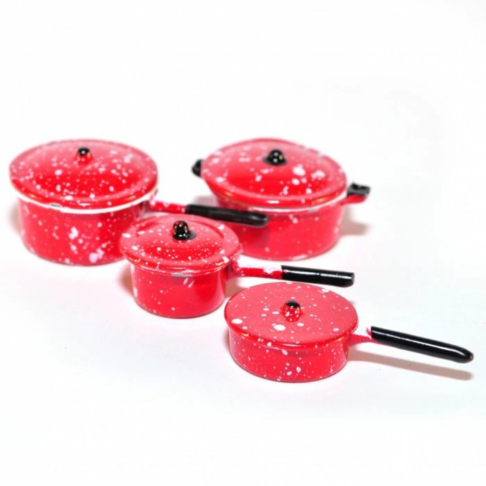 Red Saucepan Set, 7 Pcs