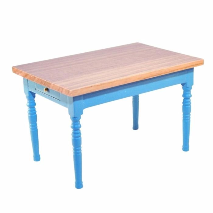 Blue Kitchen Table with 'pine' Top