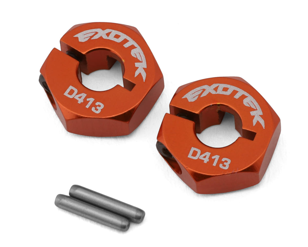 Exotek D4 Evo3 12mm Aluminum Rear Clamping Hex (Orange) (2)