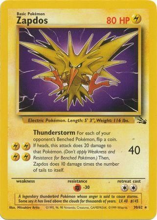 Zapdos - 30/62 (FO) Rare - Near Mint Unlimited