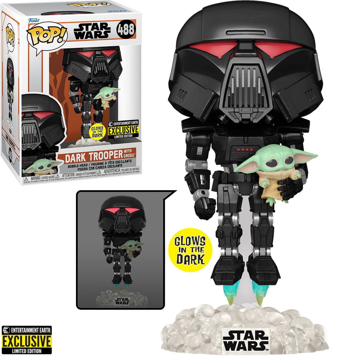POP Figure: Star Wars The Mandalorian #0488 - Dark Trooper with Grogu