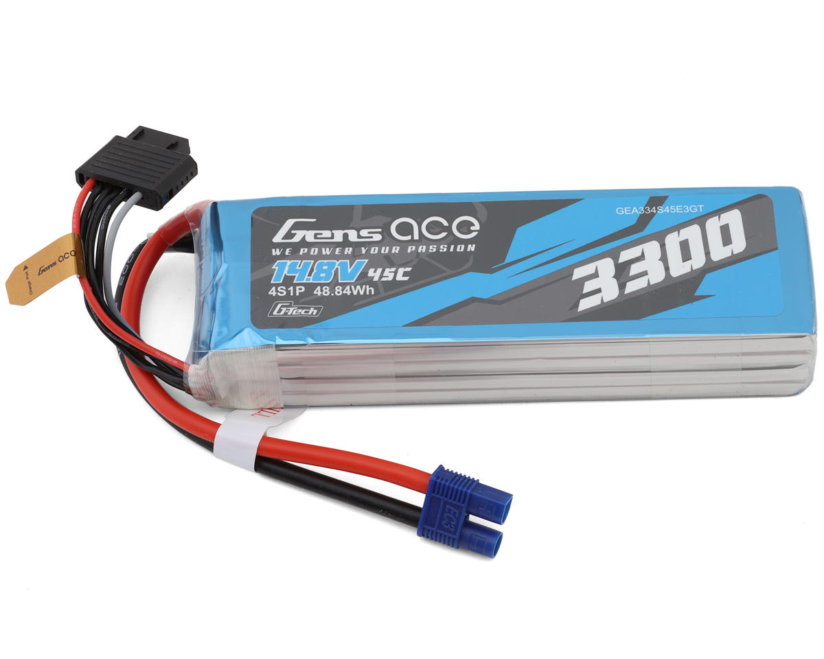 Gens Ace G-Tech Smart 4S LiPo Battery 45C (14.8V/3300mAh) w/EC3 Connector