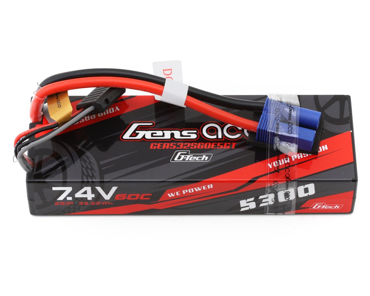 Gens Ace G-Tech Smart 2S LiPo Battery 60C (7.4V/5300mAh) w/EC5 Connector