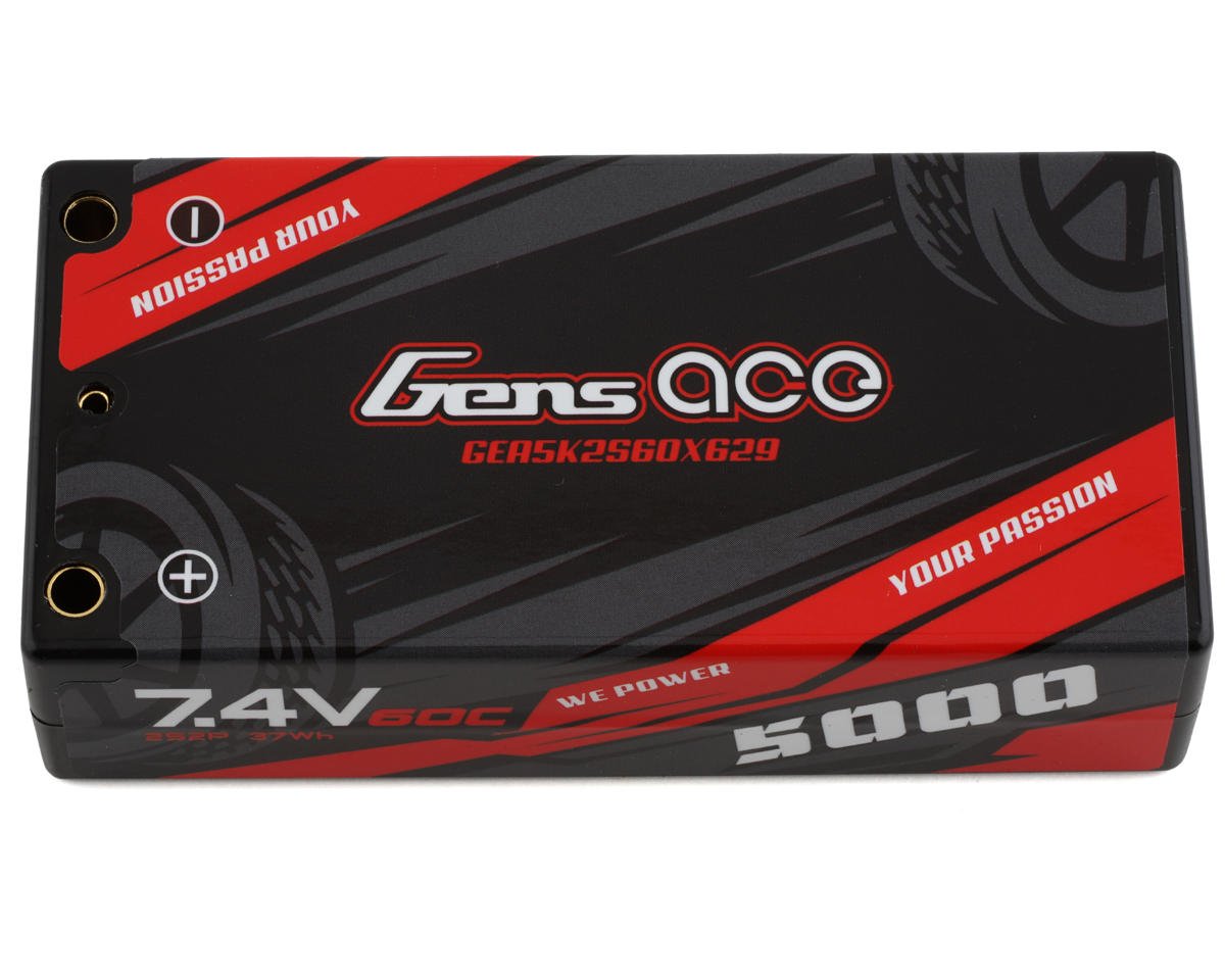 Gens Ace 2S LiPo Battery 60C (7.4V/5000mAh) w/4mm Bullets