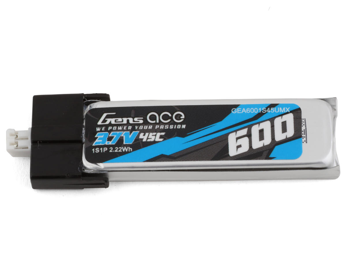 Gens Ace 1S LiPo Battery 45C (3.7V/600mAh) w/JST-PHR Connector