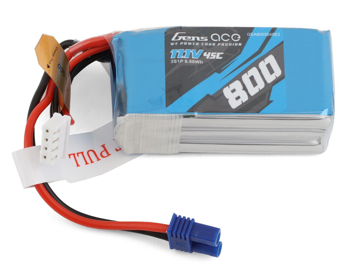 Gens Ace 3S LiPo Battery 45C (11.1V/800mAh) w/EC2 Connector