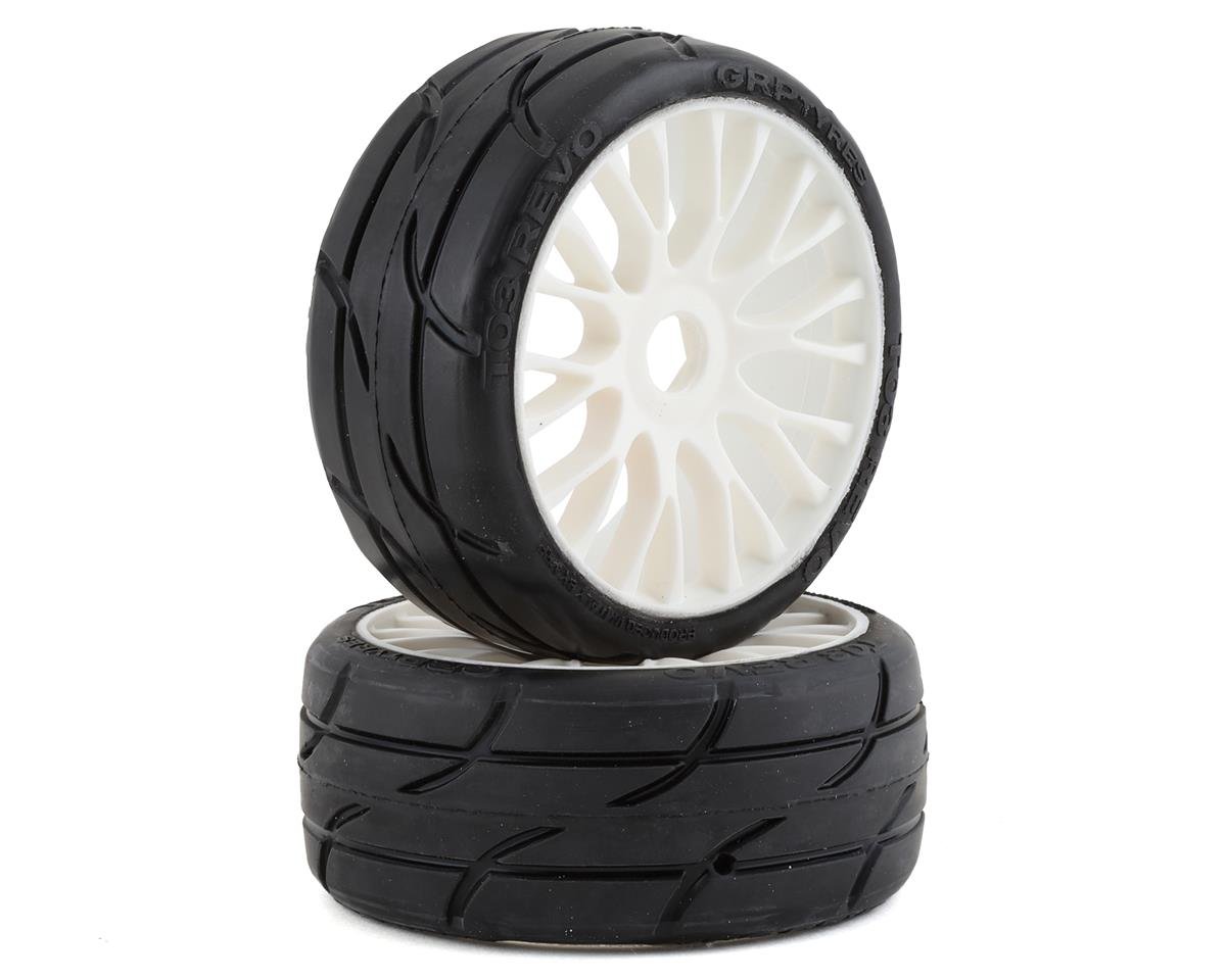 GRP Tires GT - TO3 Revo Belted Pre-Mounted 1/8 Buggy Tires (White) (2) (XM4) w/FLEX Wheel