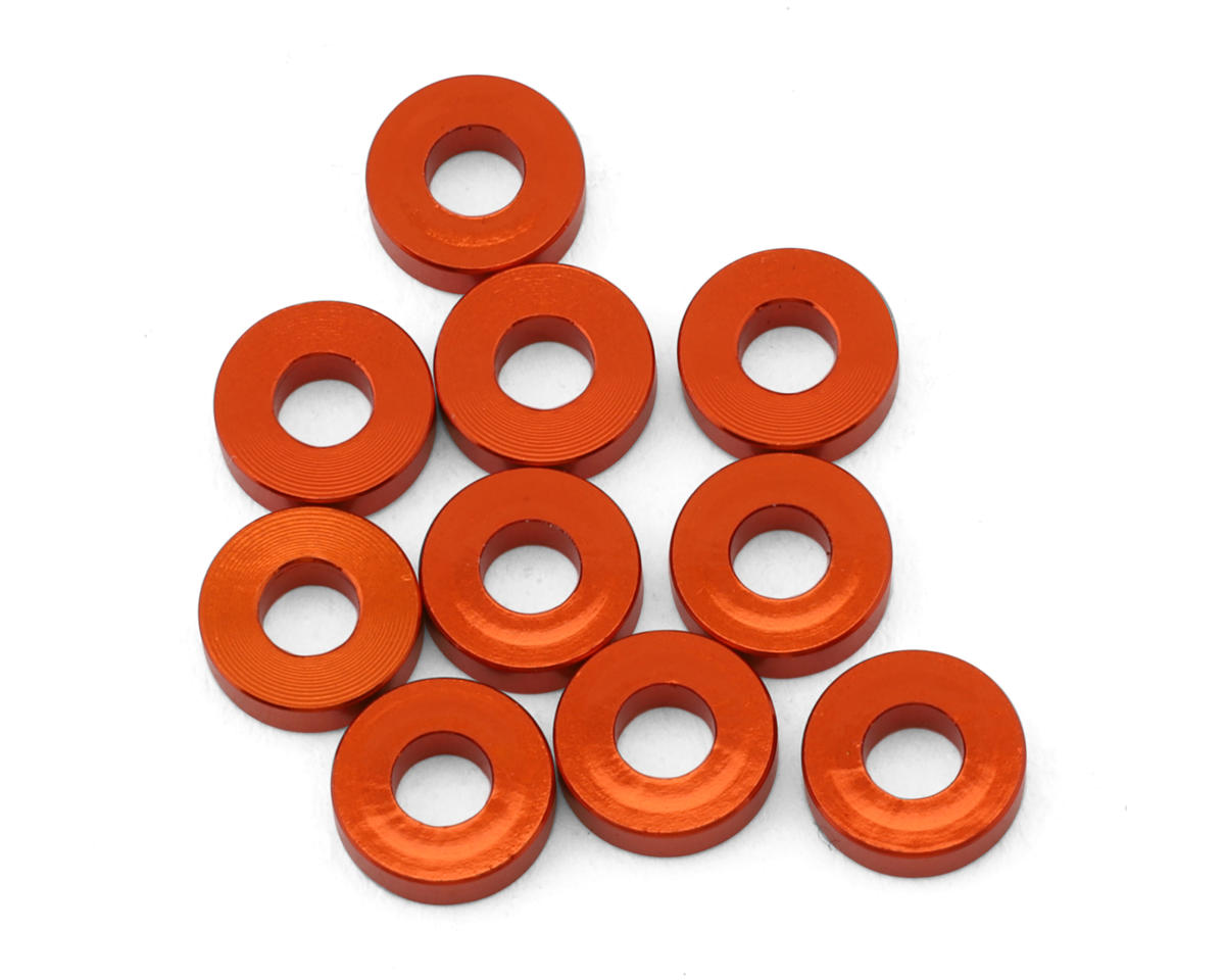 HB Racing 3x7x2mm Aluminum Washer (Orange)(10)