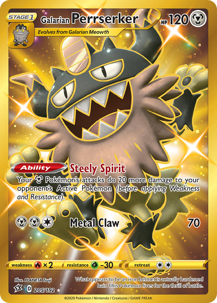 Galarian Perrserker (Secret) - 205/192 (SWSH02) Secret Rare - Near Min